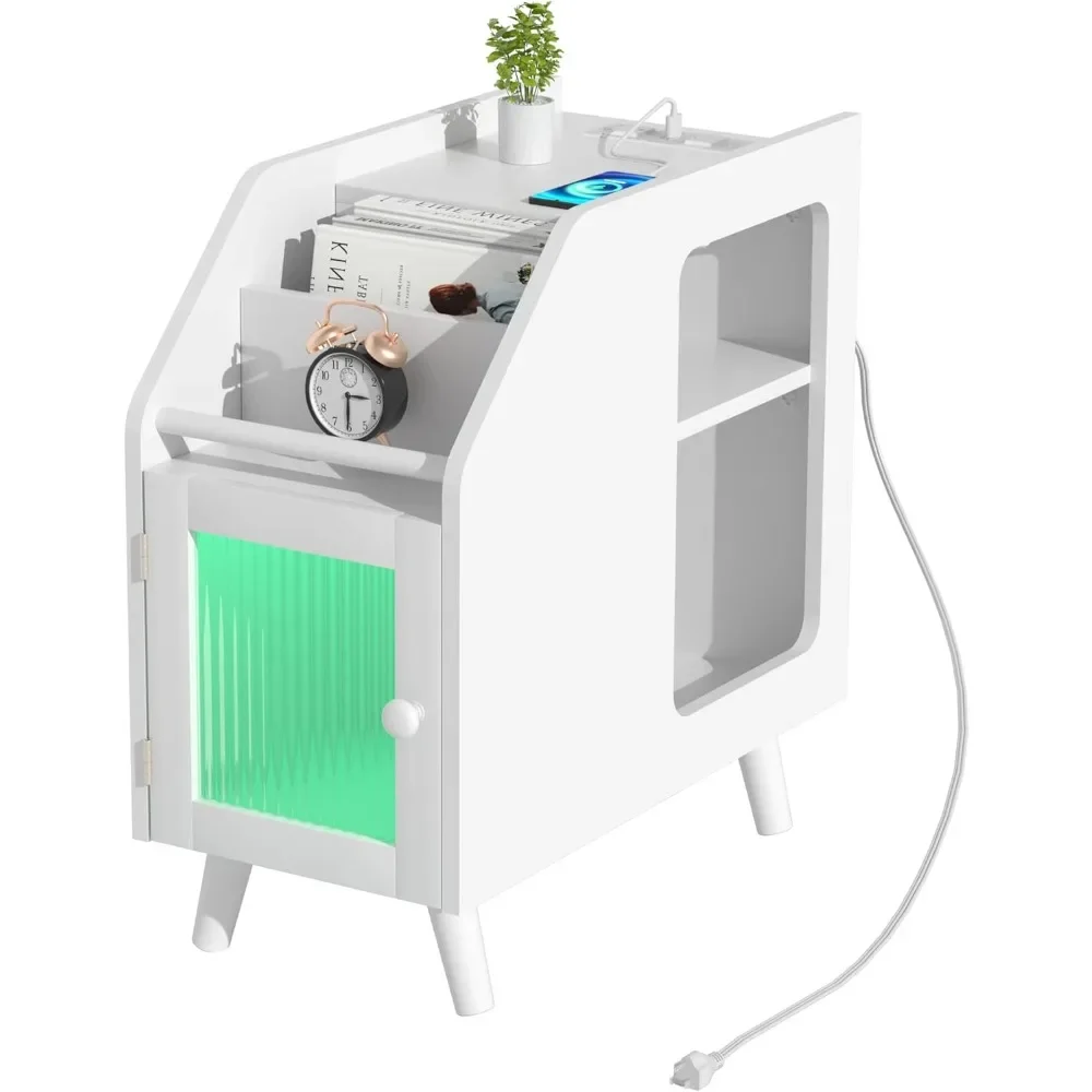 Ночная подставка с зарядной станцией и фонариками узкие тумбочки USB-портами