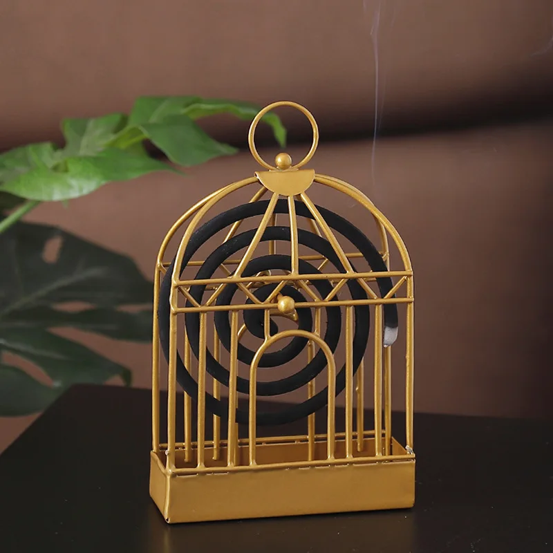 

Birdcage Organizer Rack for Mosquito Repellent Incense Wrought Iron Sandalwood Stove Plate Storage Holder Home Living Room Decor