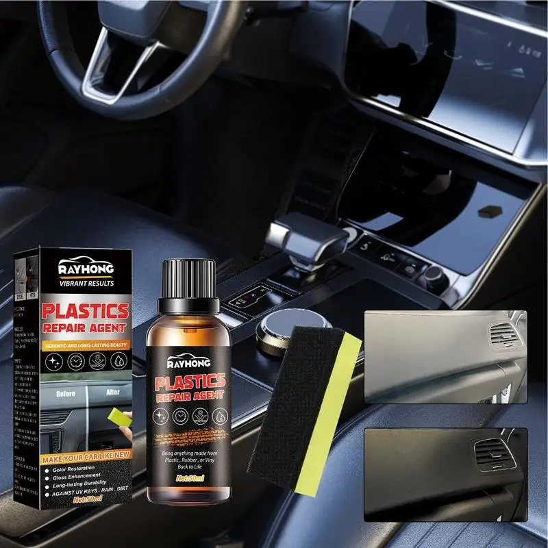 

Car Plastic Restorer 50ml UV Resistant Plastic Rubber Restoring Liquid Quick Dry Car Plastic Leather Cleaning Polishing Products