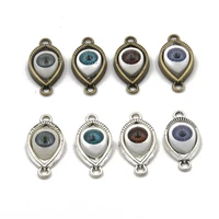 10pcs 2 color 1530mm vintage double eyes zinc alloy charms connector diy bracelet necklace metal jewelry accessories