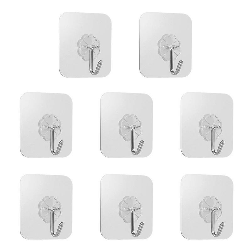 

20PCS Reusable Self Adhesive Hooks Heavy Duty Waterproof Wall Hanger for Door Bathroom and Kitchen