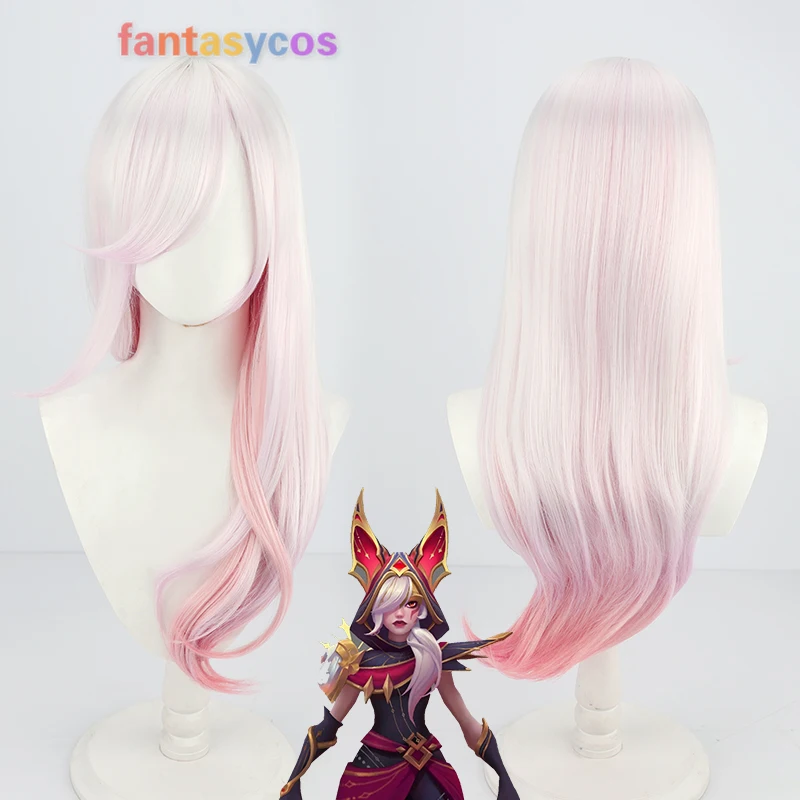 

Парик для косплея LOL xaya серебристо-розовый с градиентом 70 см длинные термостойкие синтетические волосы Хэллоуин ролевая игра + бесплатная шапочка для парика