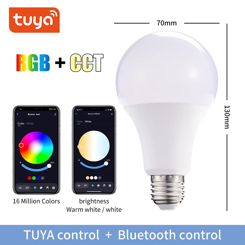 Умная Светодиодная лампа Tuya с Bluetooth 20 Вт E27 B22 RGB-лампа меняющая цвет RGB + W WW Декор