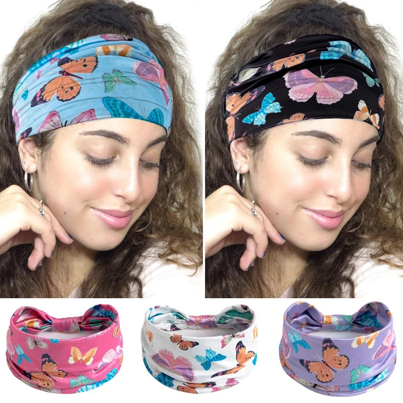 

Women Girl Summer Boho Hair Bands Print Headband Bohemian Cross Turban Bandage Bandanas Hair Accessories Headwrap Headwear Gift