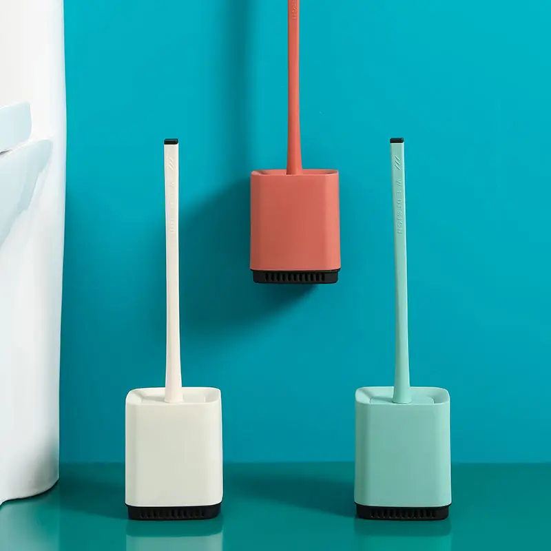 

Drainable Toilet Brush WC Cleaning Tools Set Wall Hanging TPR Silicone Head Long Handle Quick Drying Holder Bathroom Accessories