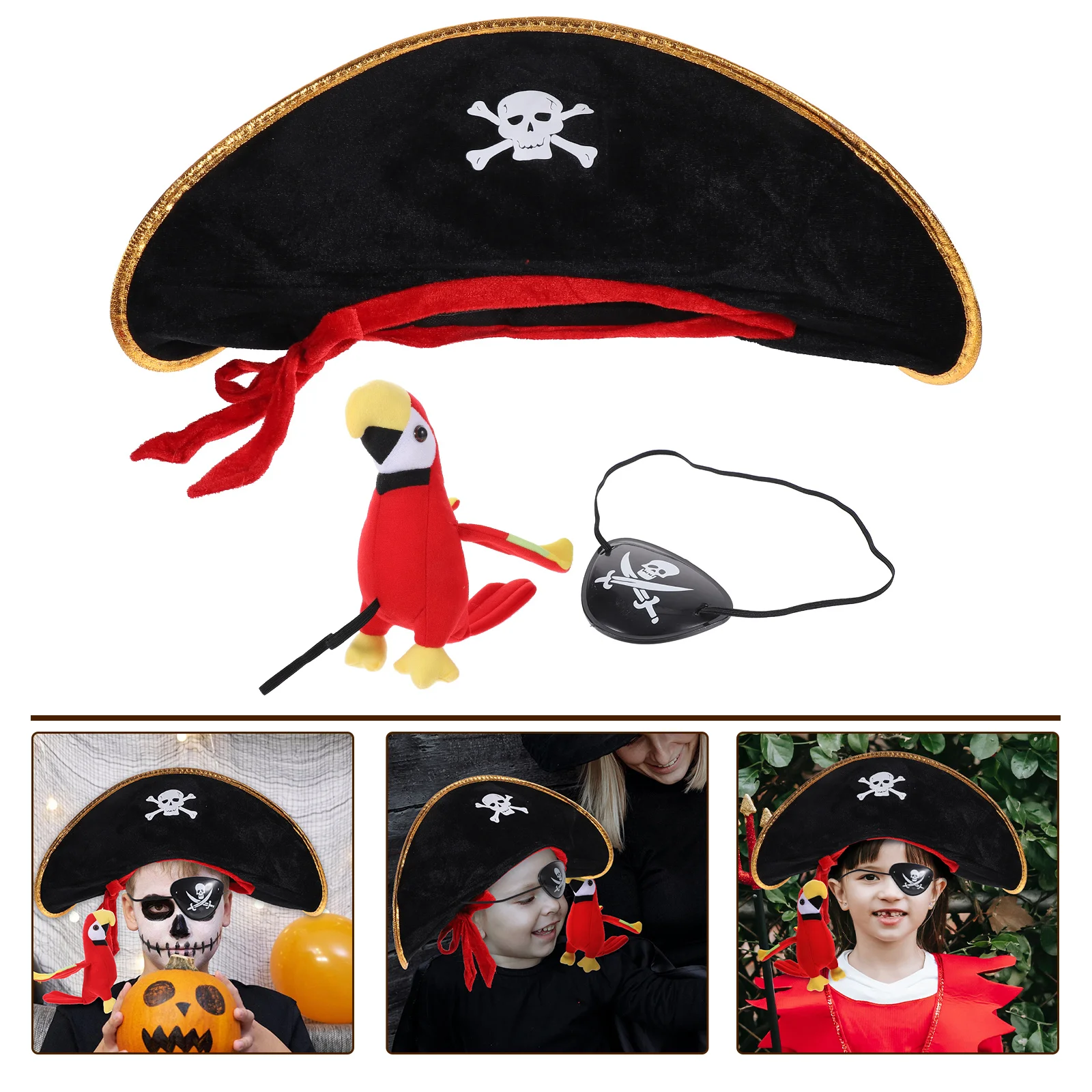 Мягкий попугай костюмы на Хэллоуин маска для глаз Пиратская птица украшения плеч