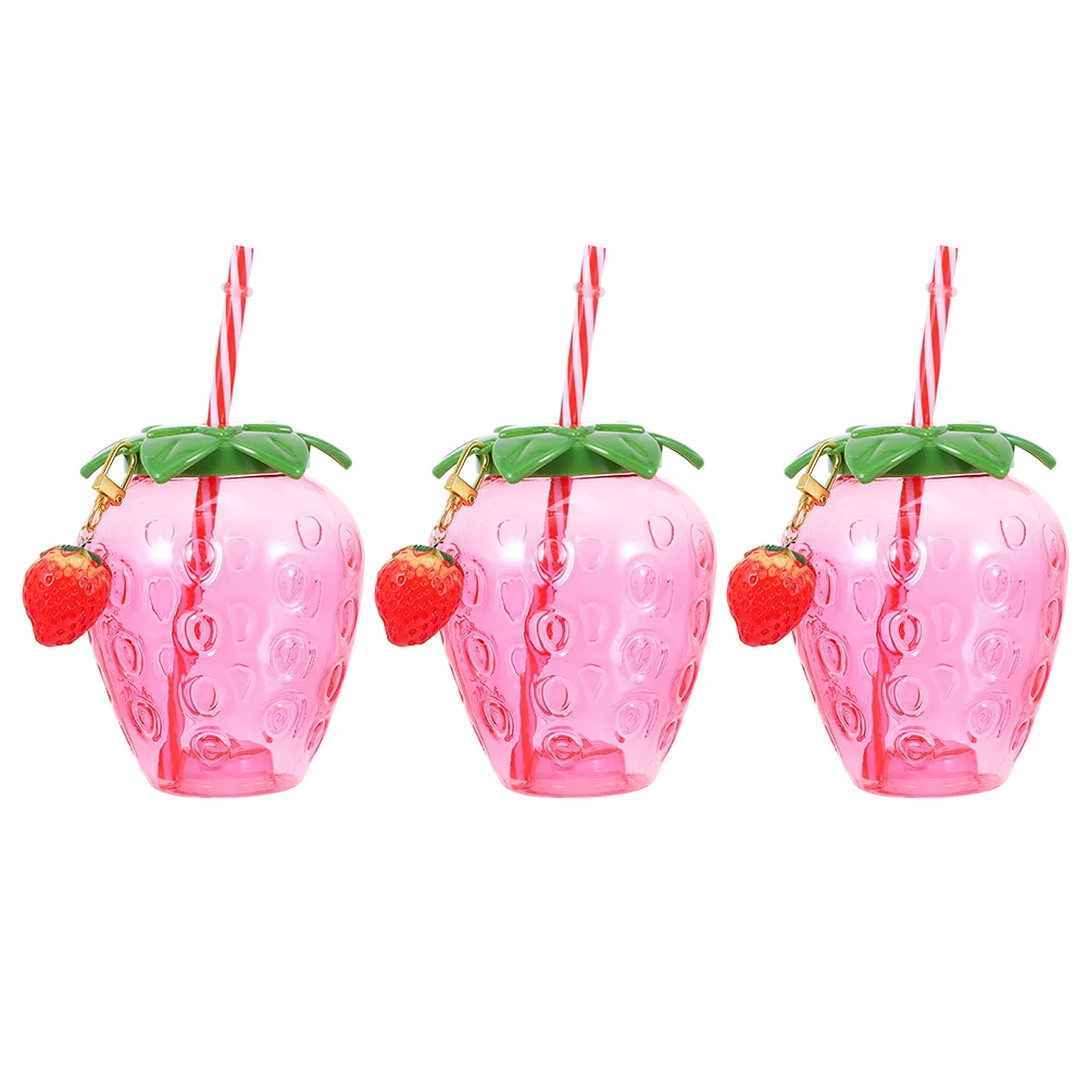 

3 Pcs Toddler Straw Cups Tropical Luau Party Supplies LED Lids Kids Strawberry Glasses Tumblers Aloha Favor Pineapple Sippy