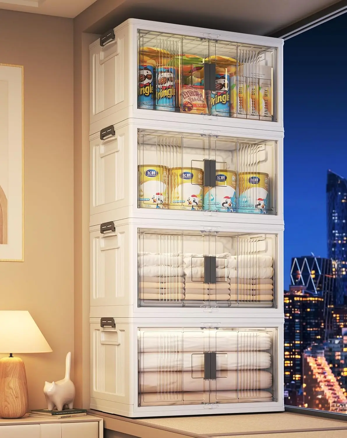 Запираемые контейнеры для хранения с крышками — складной ящик дверцами и