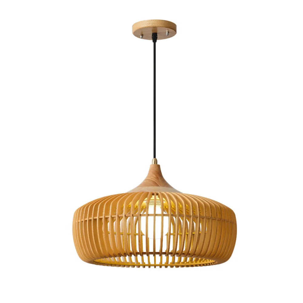 

Nordic Black White Wood Birdcage E27 LED Pendant Light For Living Room Home Dining Room Wooden Lamps Lighting Fixtures