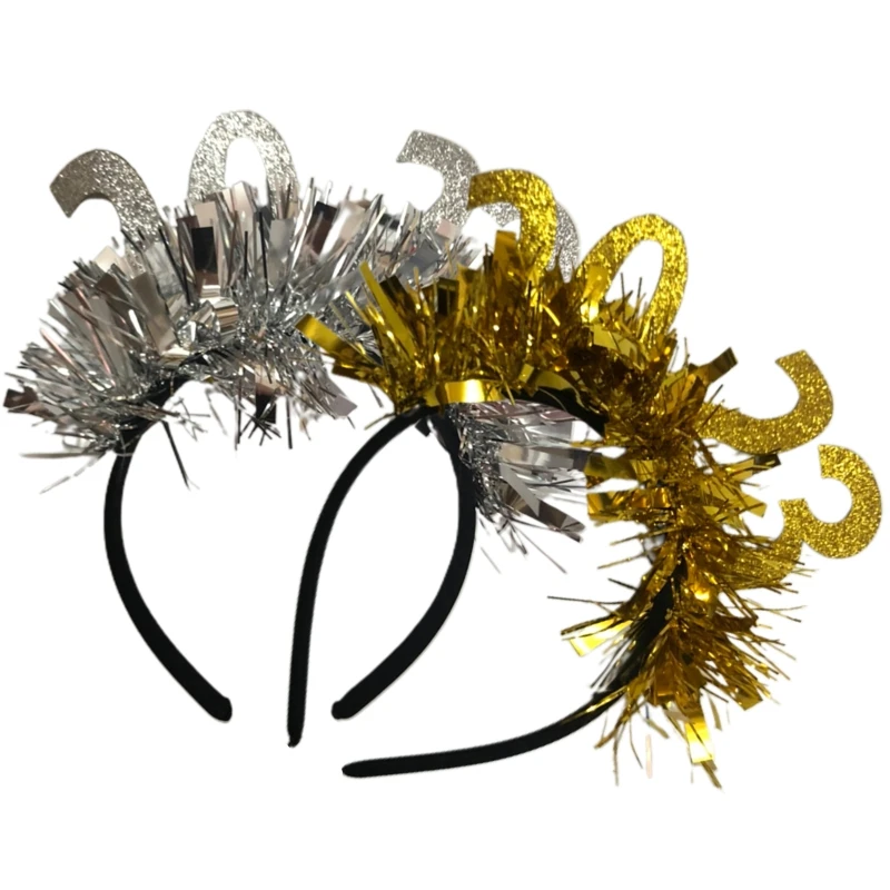 

Новогодние аксессуары для волос для женщин и студентов, повязка для волос в прямом эфире, яркие повязки для волос в форме цифр T8DE