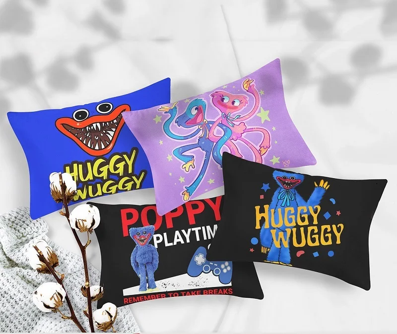 

50x30cm Poppy Playtime Printed Huggy Wuggy Pillow Case Kids Cool Anime Pillowcases Sofa Chair Car Cushion Covers