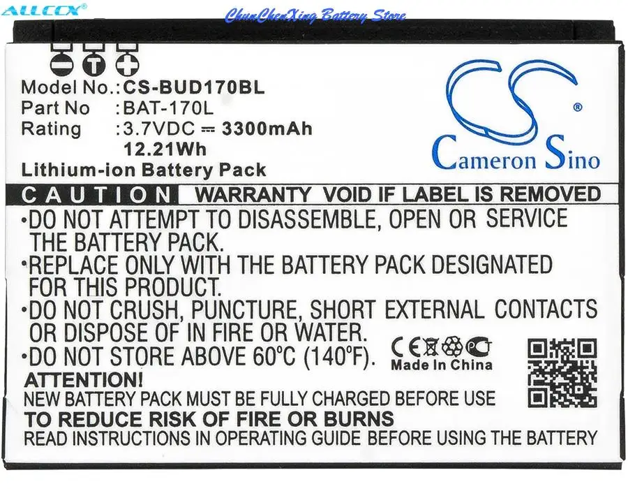 

Cameron Sino 3300mAh Battery BAT-170L for Bluebird Pidion BM-170, Pidion BM-170 Semi-Rugged