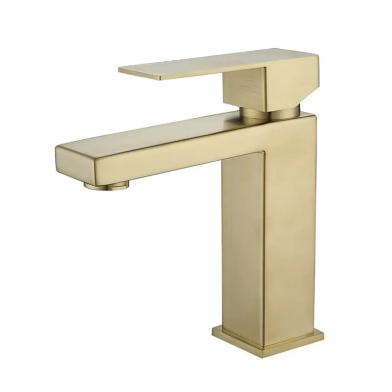 

Hot and Cold Stainless Steel Faucet Basin Sink Faucet Countertop Mount Gold Black Silver Bathroom Brushed Faucet