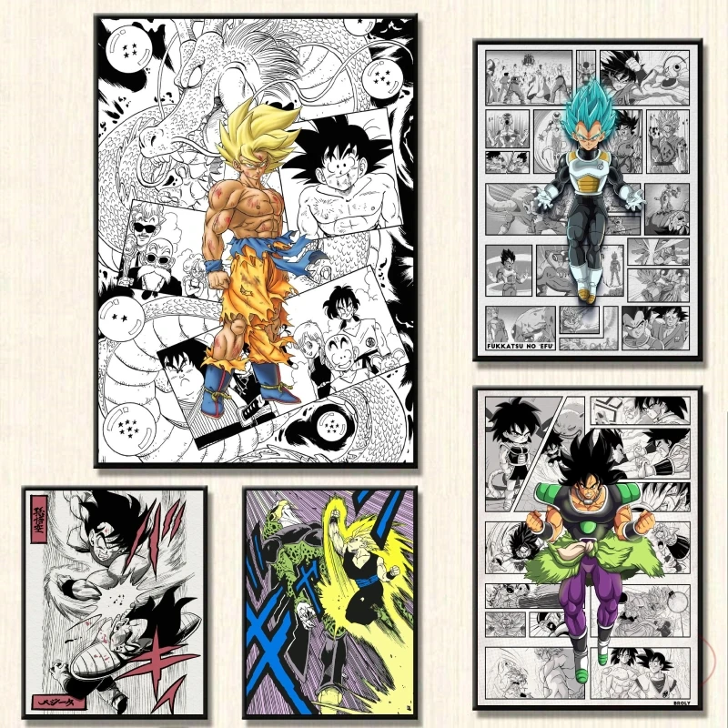 Холст настенная живопись Жемчуг дракона Gogeta Vegeta декор для детской спальни