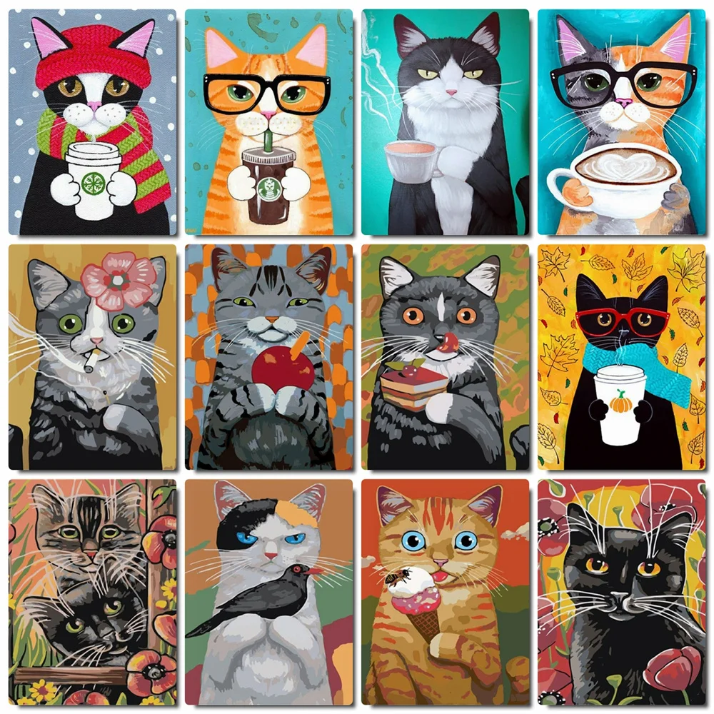 

HUACAN Paint By Numbers Cat Wall Art On Canvas Drawing Unique Gift Drawing By Numbers Animal For Living Room