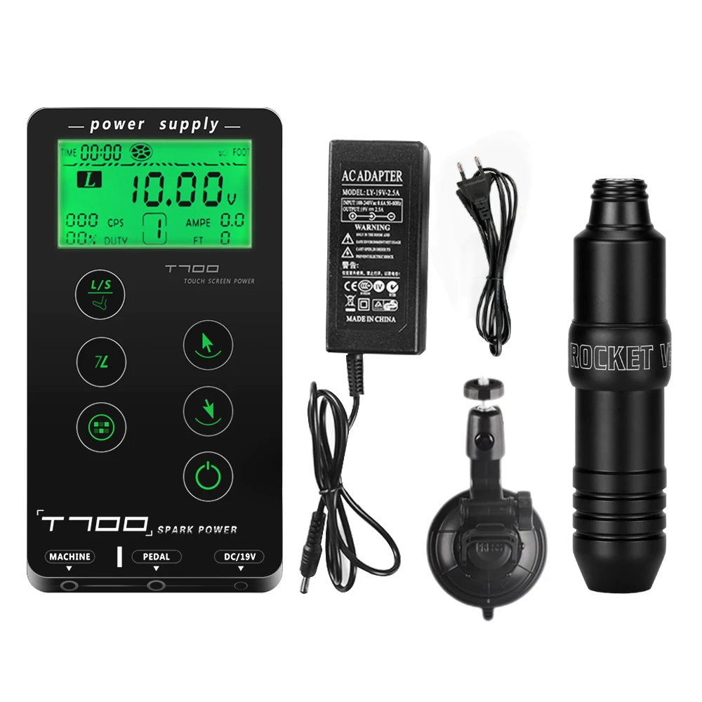 

Tattoo Power Supply Touch Screen T-700 Digital LCD Permanent Makeup Eyebrow Motor Set with Rotary Rocket V3 Tattoo Machine Pen