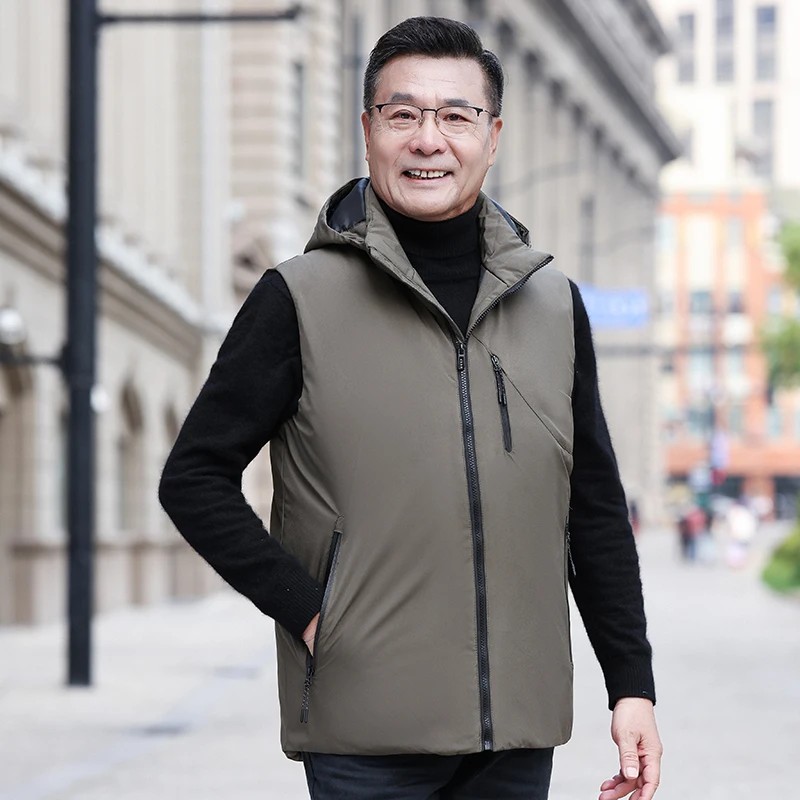 Fashion Men Down Vest Sleeveless Jacket Men Down Thick Hooded Vests Male Waistcoat Warm Mens Winter Vests Plus Size 5XL