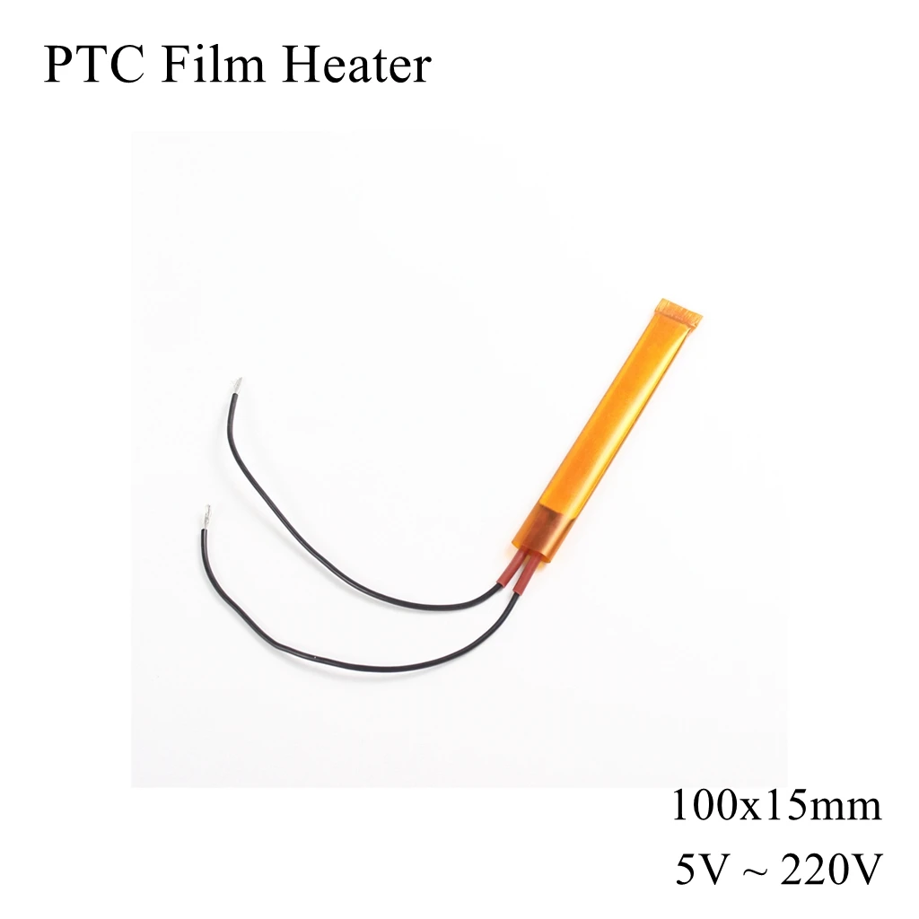 

100x15mm 12V 24V 110V 220V PTC Film Heater Element Constant Thermostat Thermistor Ceramic Air Heating Sensor Chip Egg Incubator