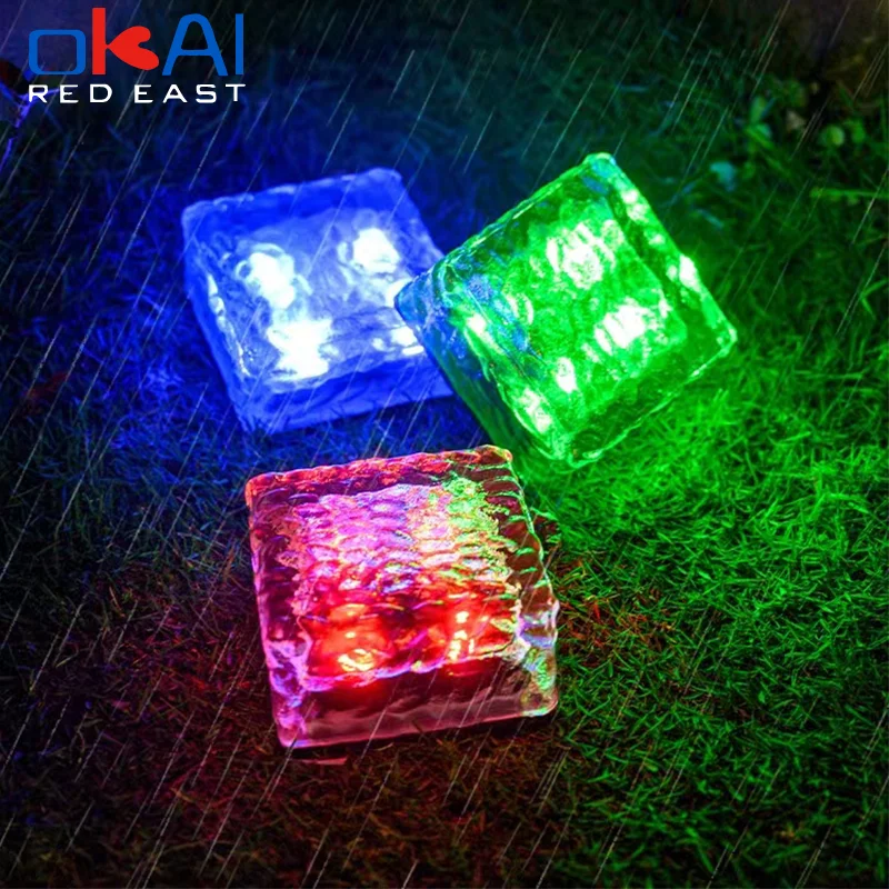 

Lawn Solar Garden Light Brick Ice Cube Solar Lights Outdoor Decoration Lamp for Stair Pathway Driveway Landscape Patio.