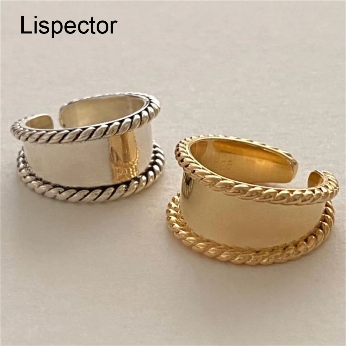 

Lispector 925 Sterling Silver Vintage Twisted Pattern Ring for Men Women Retro Chic Wide Ring Unisex Fine Jewelry Couple Gifts