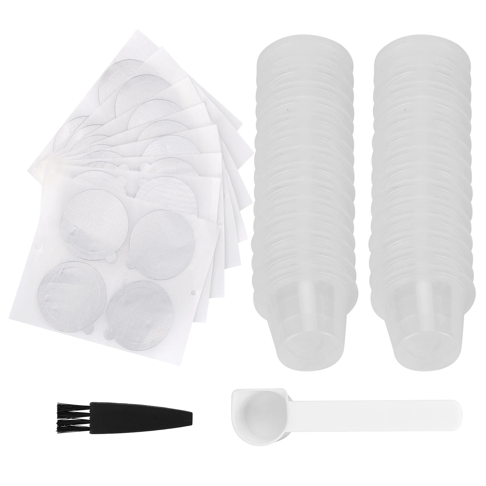 

30pc Nespresso Compatible Coffee Capsule Kit with Spoon & Brush - Transparent Shell & Aluminum Foil Paper Included