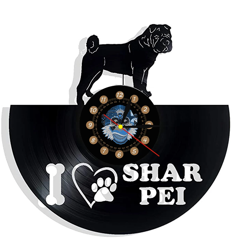 

I Love Dog Love Home Art Decor Wall Clock German Dog Breed Rottweiler Vinyl Record Wall Clock Dog Pet Shop Gift