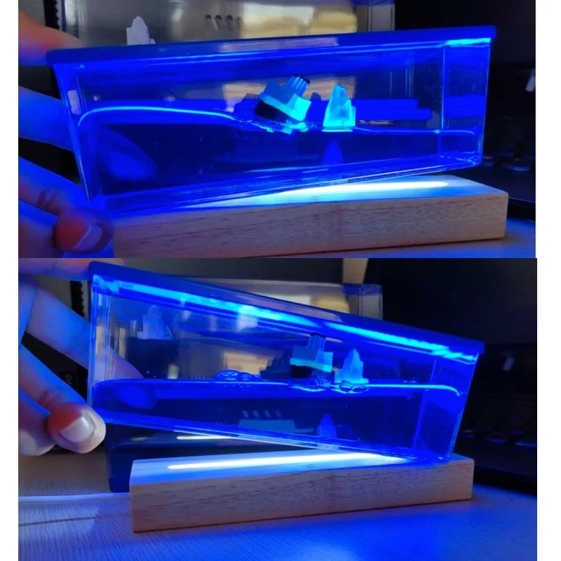 

Cruise Ship Fluid Drift Bottle with Night Light Base Hourglass Living Room Decoration Boat Sea Ornaments Home Decor Toys Gift