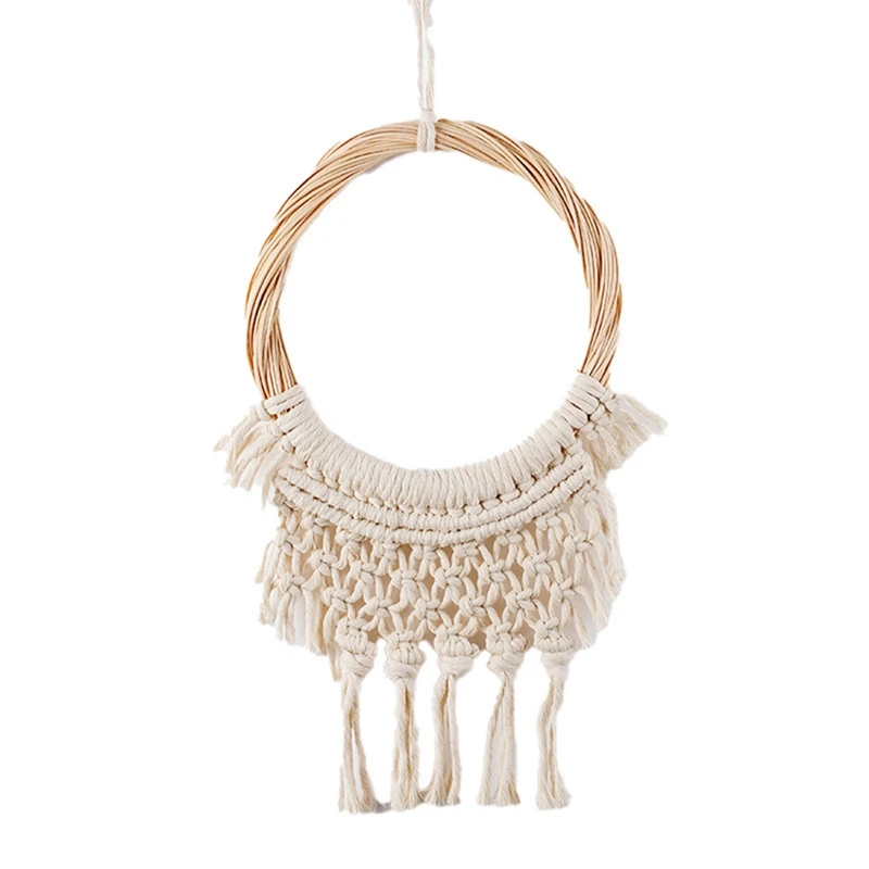 

Bohemian Hand-Woven Tapestry Rattan Cotton Rope Circle Tapestry Home Decoration Homestay Ornaments