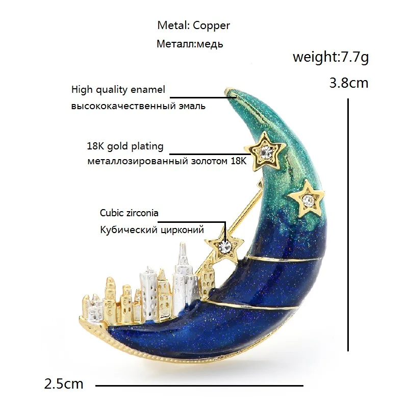 Wuli &amp baby броши в форме замка Луне для женщин унисекс эмалированная брошь виде