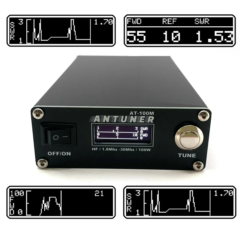 

Универсальная идентификация 1,8 МГц-30 МГц Φ 100W QRP антенна ATU-100 + SWR Meter 2 в 1 для HF Radio USDX G1M FT-818 817