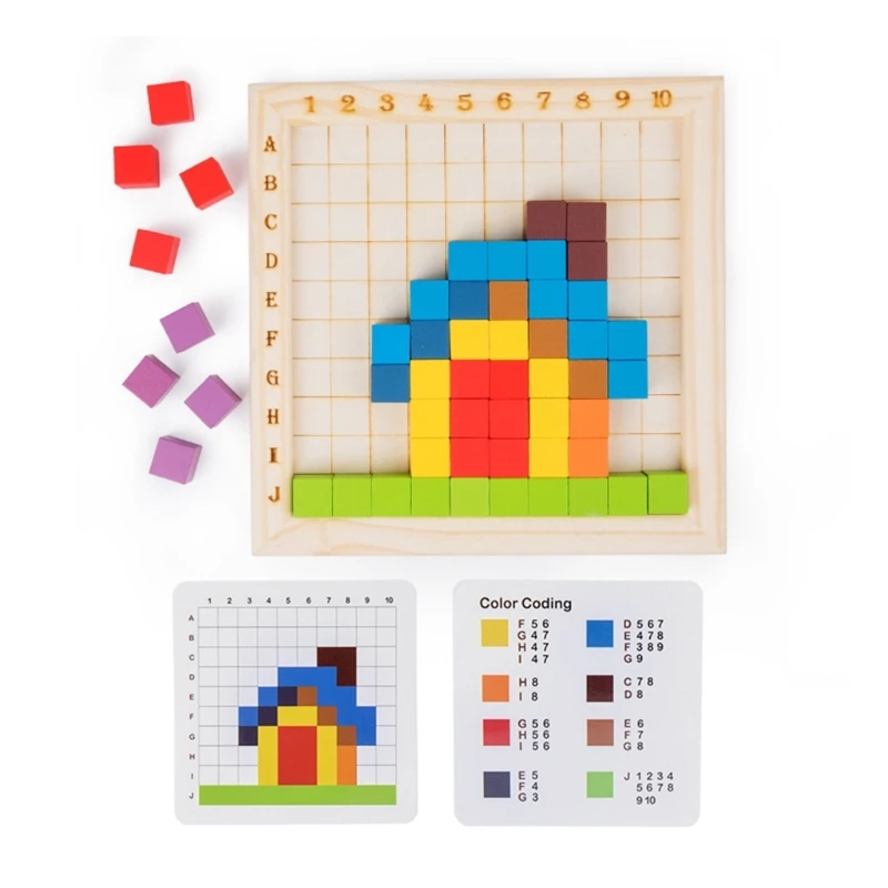

Children Math Counting Board Game Wooden Math Colorful Cubes Block Set