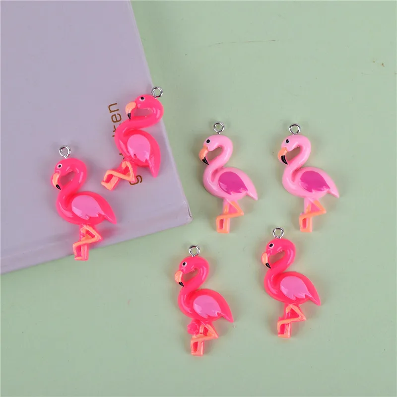 10pcs/pack Flamingo  Resin Charms for DIY Earring Jewelry Design Making images - 6