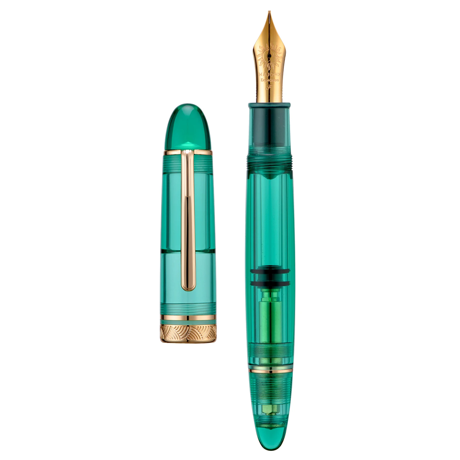 

Перьевая ручка Majohn P140 с поршневым механизмом, перья №8 EF/F/M, прозрачная зеленая акриловая ручка большой емкости для письма, подарочная ручка