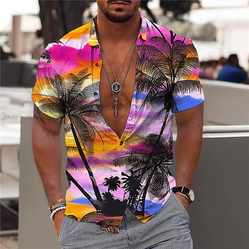 2022 New Cotton  Loose And Breathable Hawaiian Shirt Man Party Beach Male Shirt Casual Fashion Short Sleeves Top Men's Shirts