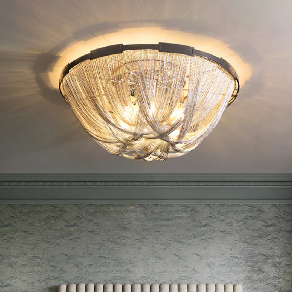 

LED ceiling lamp luxury Modern Creative Tassel Aluminum Chain Indoor Fixtures Bedroom Living Room Hotel Villa Decor light