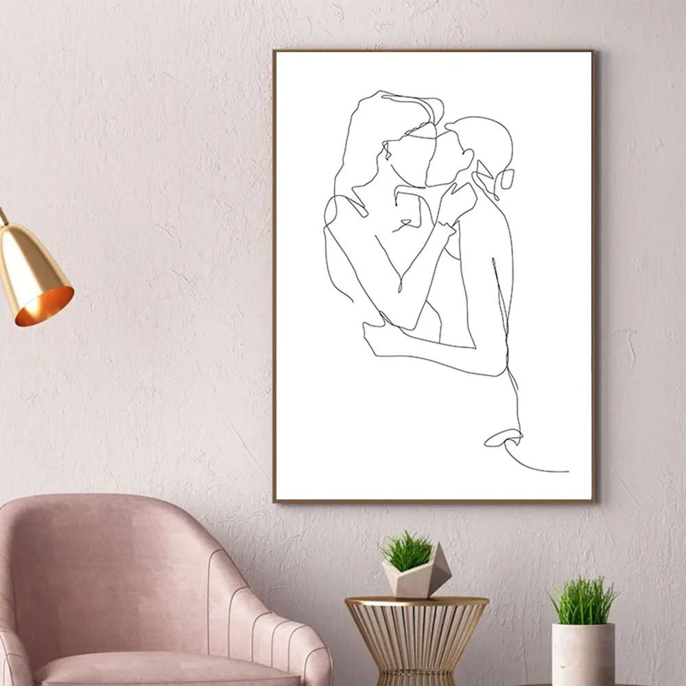 

Abstract Minimalist Line Family Posters and Prints Wall Art Canvas Painting Nordic Aesthetic Wall Pictures for Living Room Decor