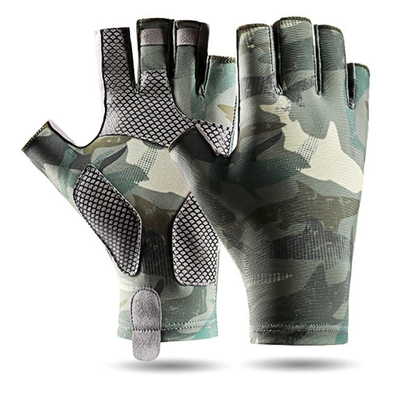 

2 PCS Summer Men's Fishing Gloves Breathable And Leaky Half Finger Gloves Men Protection Anti Sliding