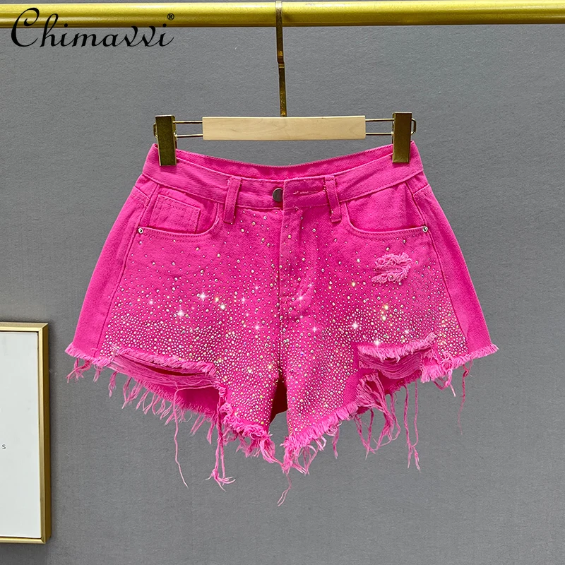 Тяжелые рваные джинсовые шорты женские горячие брюки Новинка лета 2022 облегающие