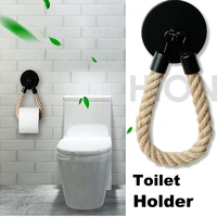 toilet roll paper holders retro hemp rope punchless wall mounted rack washroom decor tissue holder bathroom storage accessories