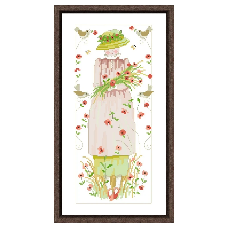 

Набор для вышивки крестиком Country lass, хлопковая шелковая нить 14ct 11ct, холст без рисунка, вышивка на холсте «сделай сам», рукоделие, домашний дек...