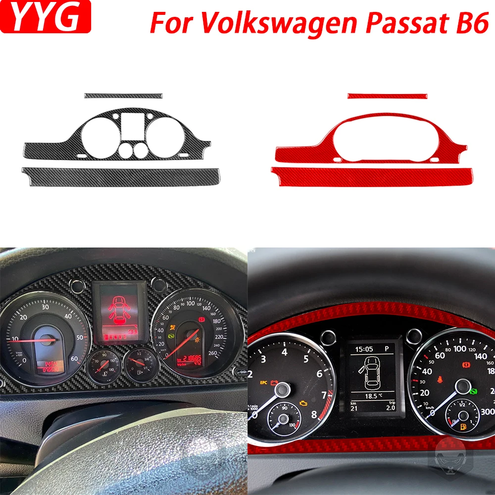 Фото Для Volkswagen VW Passat B6 2006-2011: накладка на панель приборов из настоящего карбона, наклейка для интерьера автомобиля №2