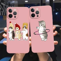 funny cartoon cat phone case for iphone 11 12 13 pro max x xr xs max x 8 7 plus 13mini cute animal pink soft bumper back cover
