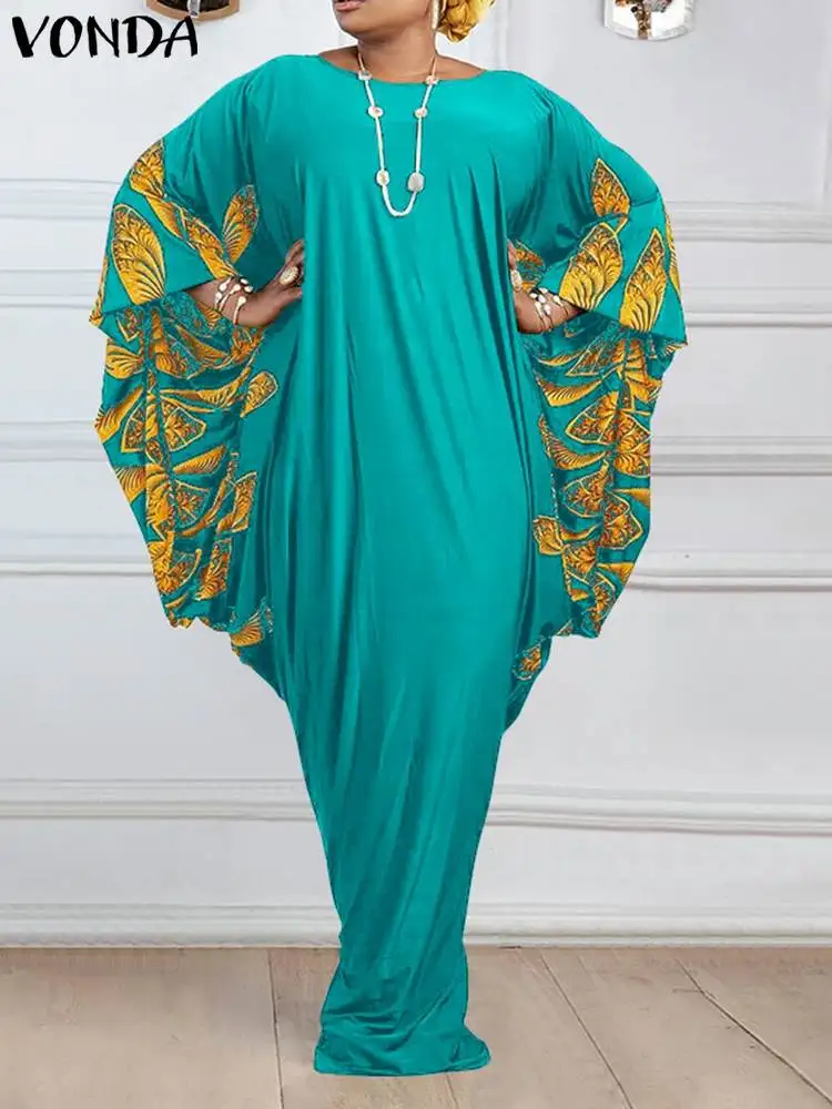 

Women Maxi Dress Long Sleeve Floral Printed Kaftan Dress 2022 VONDA Summer Loose Autumn Holiday Party Long Vestidos Femme Robe