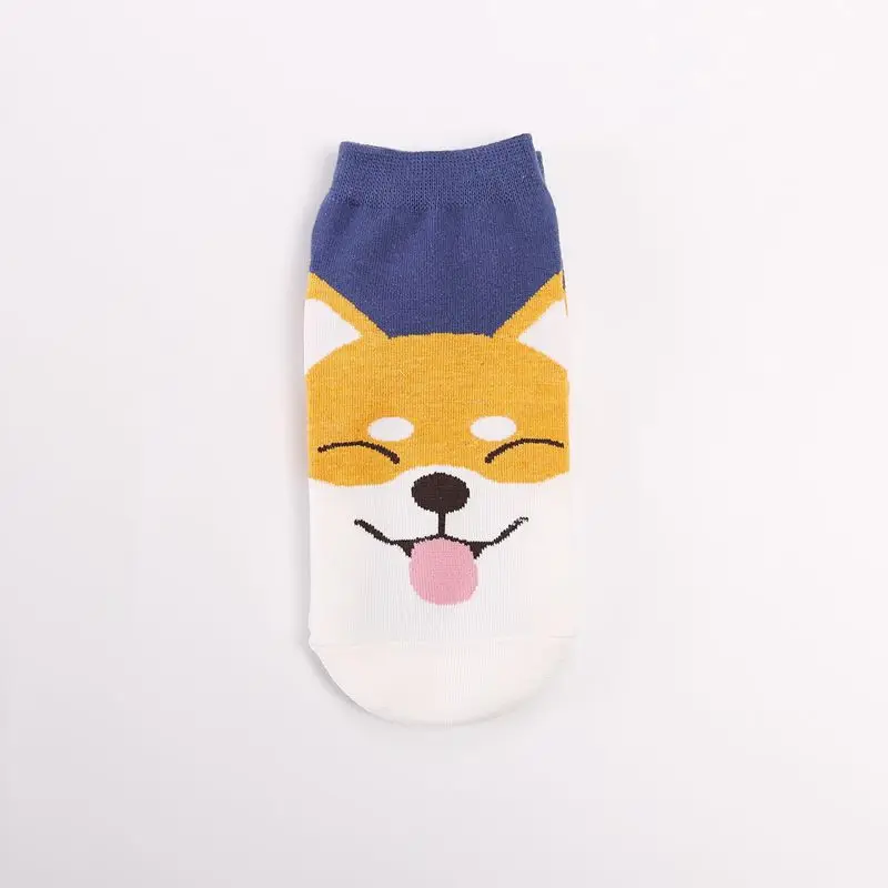 Happy Socks Cool Cartoon Shiba Inu Cat Animal Cute Cotton Comfortable High Quality Invisible Socks Funny Low Cut