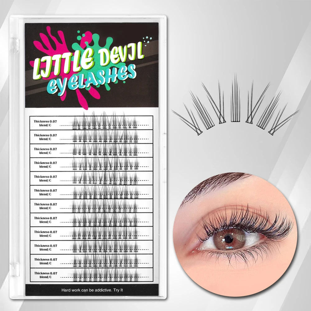 ETVITE Манга Настраиваемые Накладные Ресницы Ручной Работы Смешанные Длинные