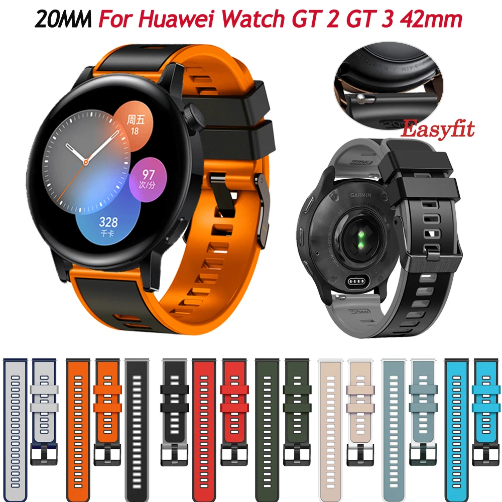 

20mm Silicone Watchbands Strap For Huawei Watch GT2 GT 2 GT 3 Pro 42 43mm Smartwatch Bracelet For Garmin Venu/Venu 2 Plus Correa