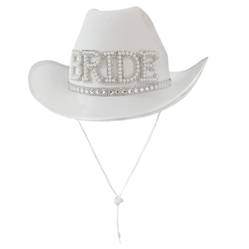 

White Bride Letter Cowgirl Hat Shinning Rhinestone Bride Letter Wedding Decor