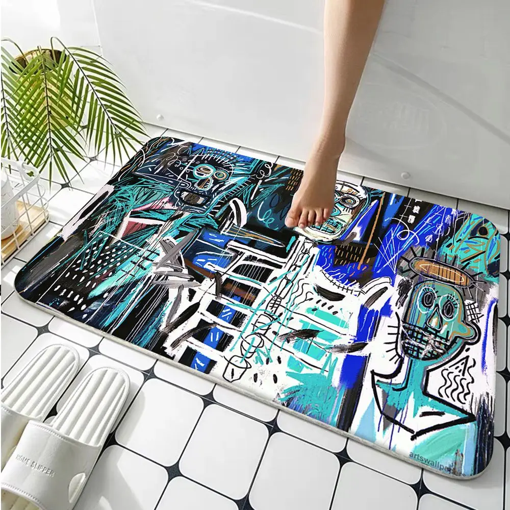 Фланелевый напольный коврик Jean Мишель Basquiat с художественным граффити