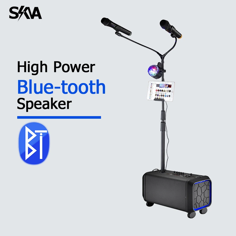 

200W Dual 6.5inch Blue-tooth Speaker FM Radio Outdoor Trolley Speakers Karaoke Machine Portable Music Loudspeaker Sound System