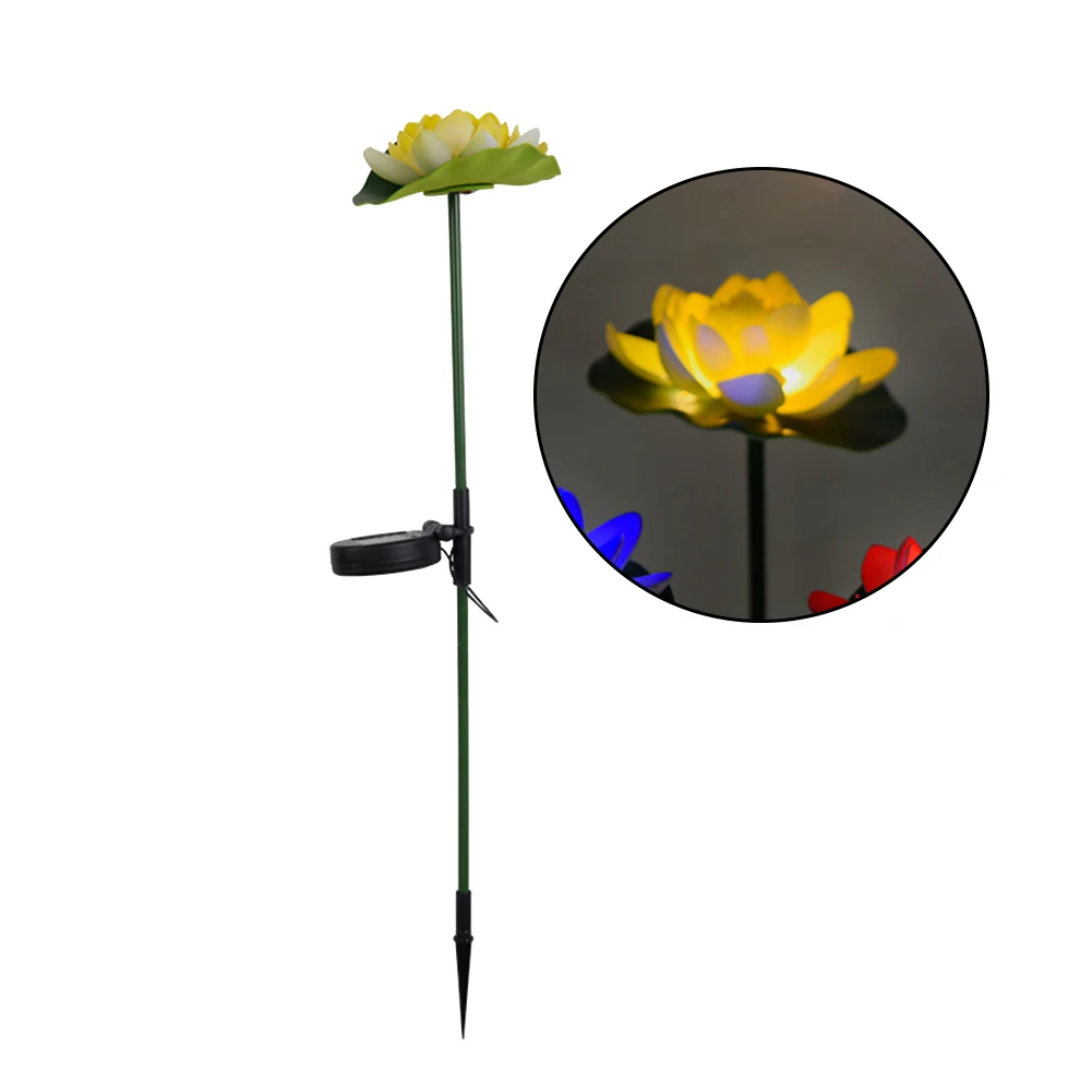 LED Solar Light Outdoor Decorative Lawn Stake Lotus Flower Light Garden Decor Lighting LED Ground Garden Decorative